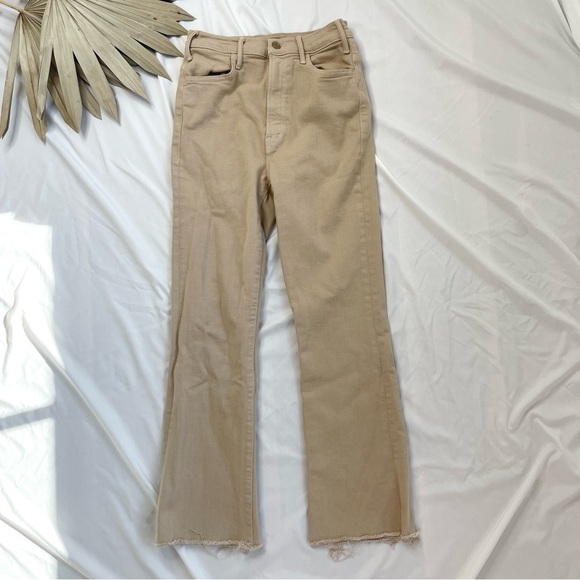 Mother The Hustler Ankle Fray Out Of Nowhere Beige Cream Tan Raw Hem Jeans Pants - Picture 2 of 12